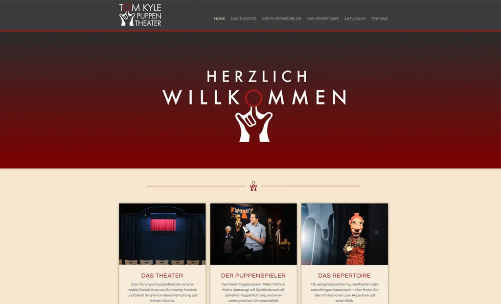 Webseite Tom Kyle Puppentheater